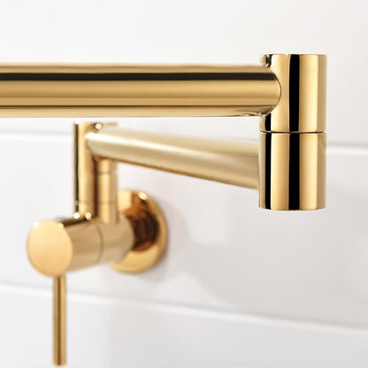 Wall-Mount Folding Pot Filler Faucet, Dual-Handle Kitchen Faucet, Chrome / Matte Black / Polished Gold / Brushed Gold