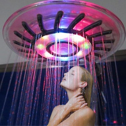 Chrome LED Rainfall Shower Head, Round ABS Overhead Shower Head