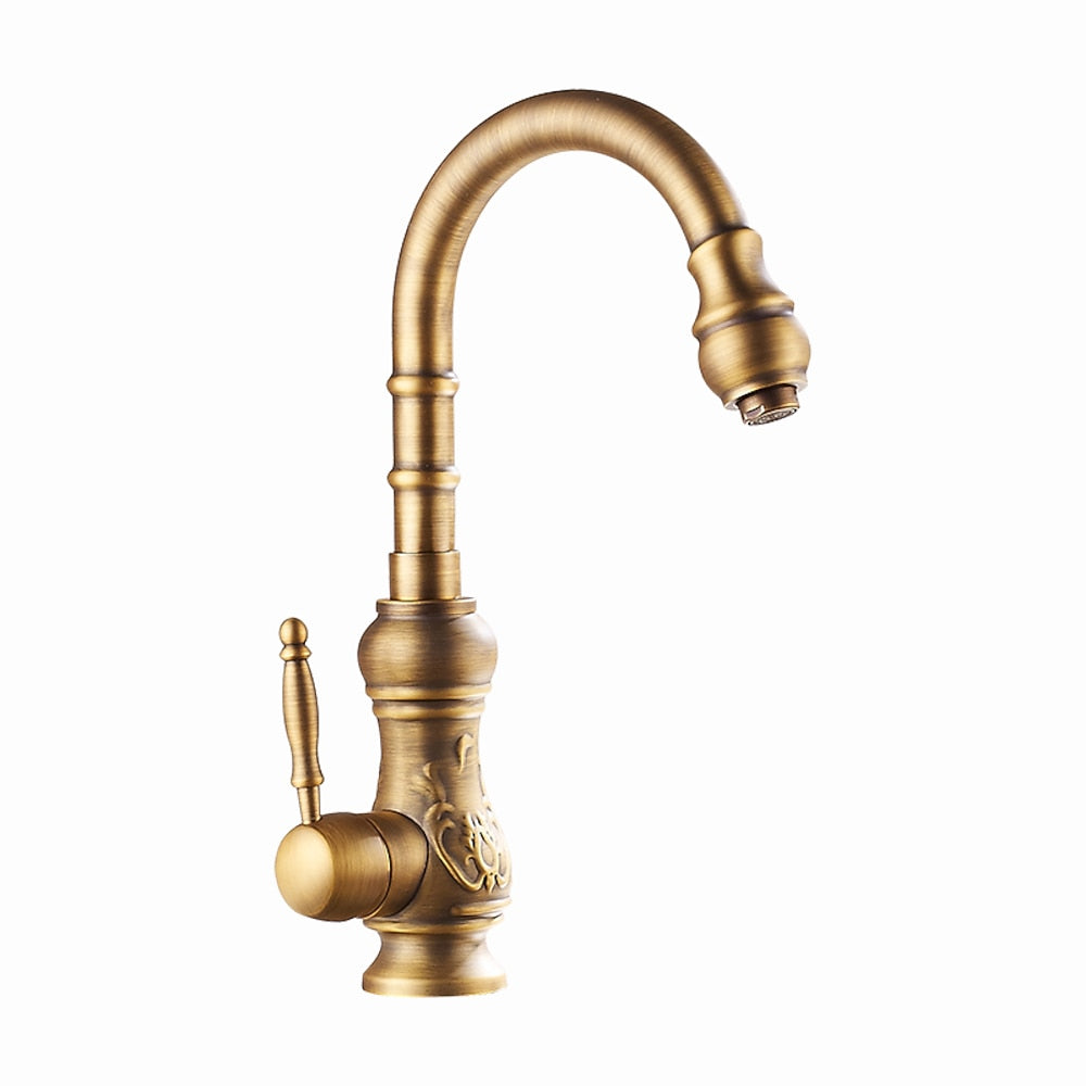 Antique Single-Hole Kitchen Faucet, Single-Handle High Arc Faucet