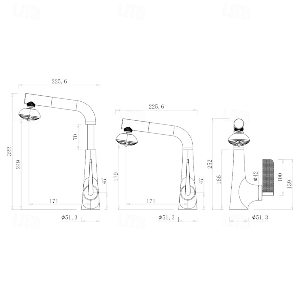 Modern Single-Hole Pull-Out Kitchen Faucet, Single-Handle Multi-Function Faucet, Gray / Silver / White / Multi
