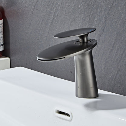 Waterfall Single-Hole Bathroom Faucet, Single-Handle Brass Basin Mixer Faucet, Antique Brass / Brushed Gold / Brushed Nickel / Chrome / Gunmetal / Matte Black / Oil-Rubbed Bronze / PVD / Rose Gold