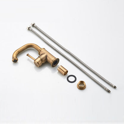 360-Degree Swivel Vintage Bathroom Faucet, Single-Hole Single-Handle Faucet, Antique Brass / Matte Black