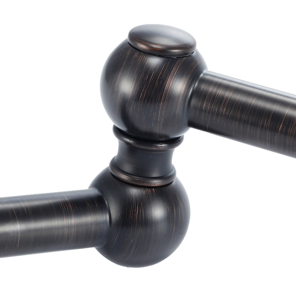 Wall-Mount Brass Pot Filler Faucet, Double Handle Folding Kitchen Faucet, Oil-Rubbed Bronze / Matte Black