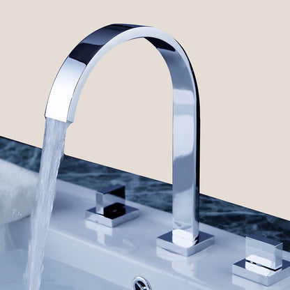 Chrome Modern Waterfall Bathroom Faucet, Widespread Dual-Handle Faucet