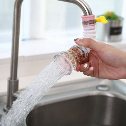 360-Degree Swivel Kitchen Faucet Extender, Splash-Proof Tap Aerator Spray Head with Filter, White / Multi