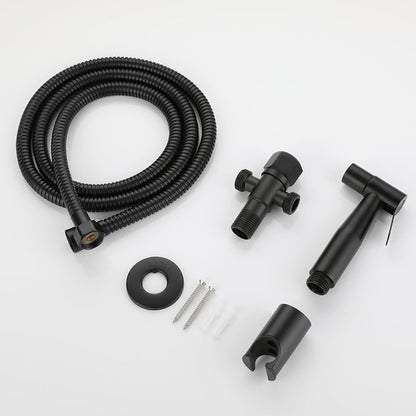 Matte Black Stainless Steel Handheld Bidet Sprayer, Wall-Mount Toilet Sprayer Kit with T-Valve / Hose