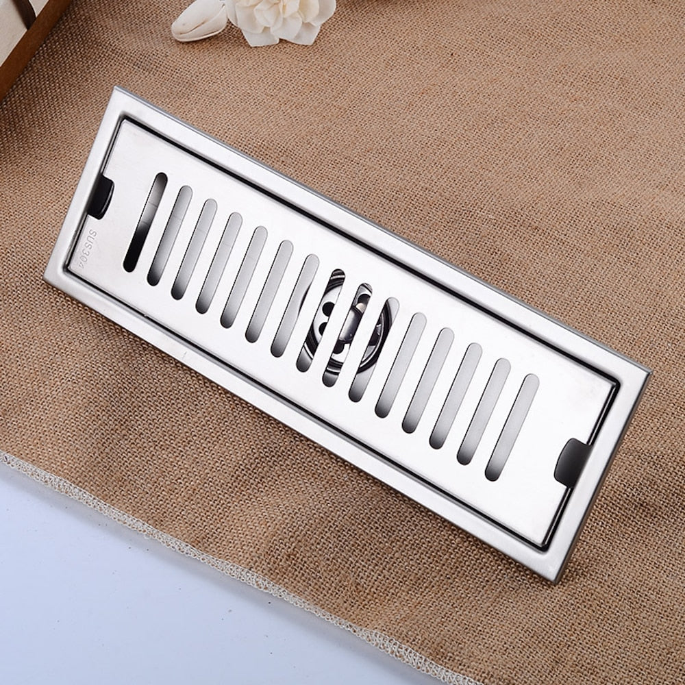 Modern Stainless Steel Linear Floor Drain, Rectangle Bathroom Shower Floor Grate Drain