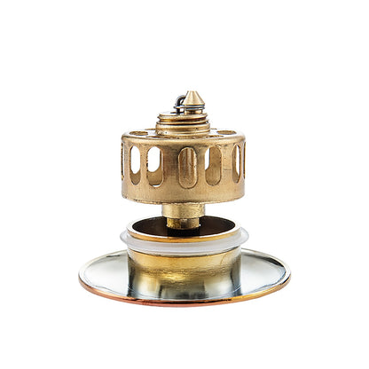 Rose Gold Brass Pop-Up Sink Drain with Overflow, Vessel Vanity Sink Drainer