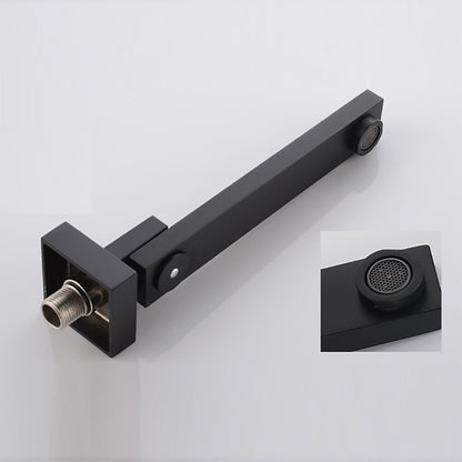 Matte Black Wall-Mount Swivel Spout Bathroom Faucet, Single-Handle 2-Hole Sink Faucet