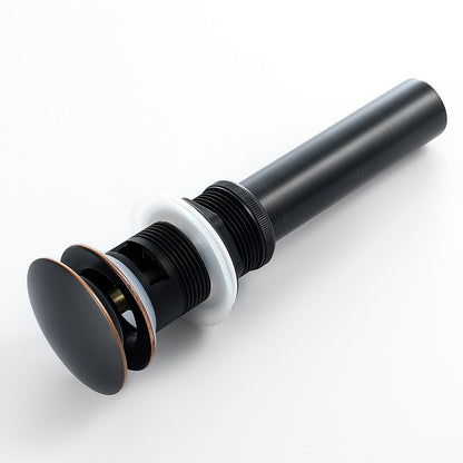 Oil-Rubbed Bronze Brass Pop-Up Sink Drain, Contemporary Bathroom Basin Drain with Overflow