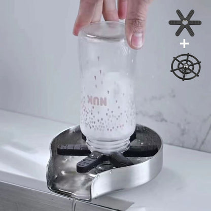 Modern Deck-Mounted Stainless Steel Glass Rinser, Multi-Angle Spray Cup Washer for Kitchen Sink, Brushed Nickel / Matte Black / Gunmetal