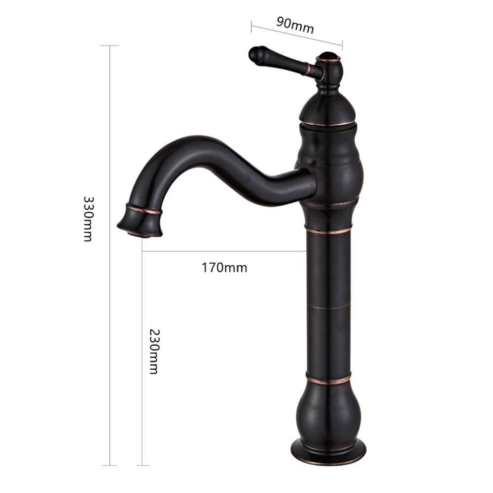 360-Degree Swivel Single-Hole Bathroom Faucet, Single-Handle High Arc Faucet, Antique Brass / Oil-Rubbed Bronze / Brushed Nickel / Chrome