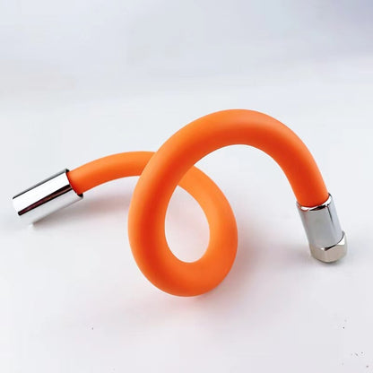 Orange Contemporary Flexible Faucet Extension Tube, 360-Degree Swivel Extender Hose with Splashproof Foaming Aerator