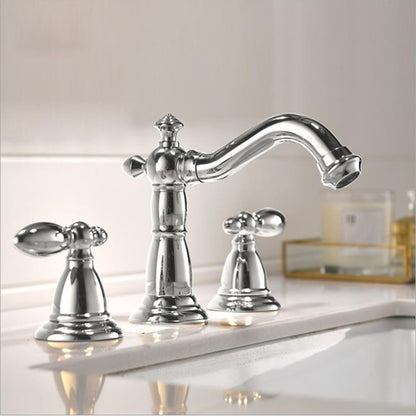 Vintage Widespread Bathroom Faucet, Double Handle Swivel Spout Faucet, Brushed Gold / Antique Brass / Matte Black / Chrome