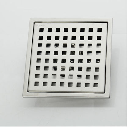Stainless Steel Modern Square Shower Floor Drain, Floor-Mounted Drain with Removable Cover / Hair Catcher