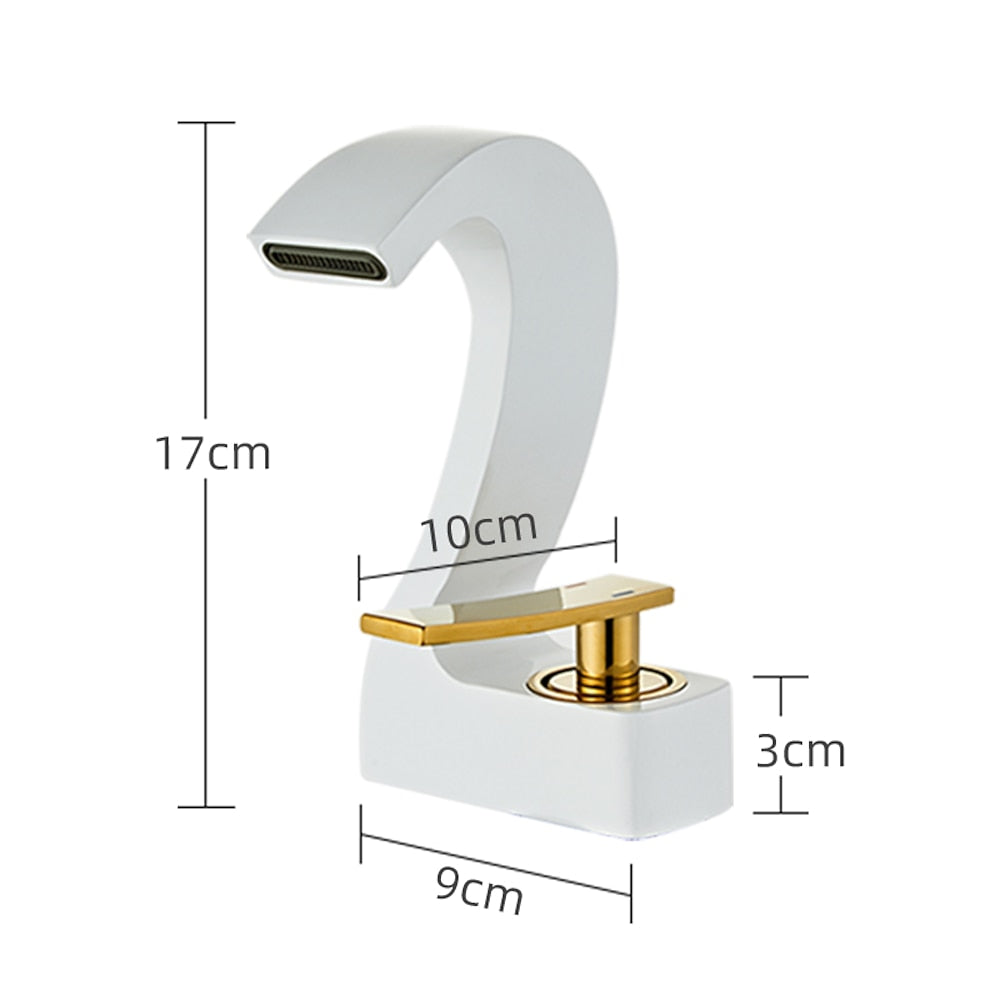 Waterfall Single-Hole Bathroom Faucet, Single-Handle Brass Faucet