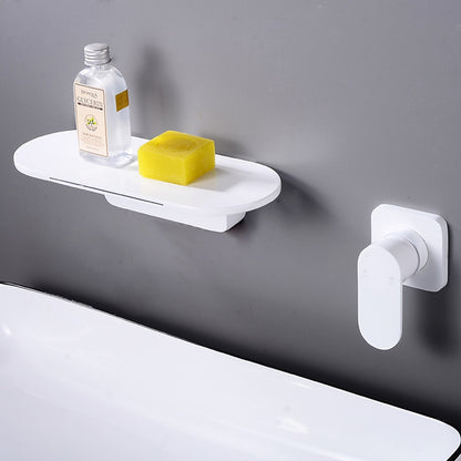 Waterfall Wall-Mount Bathroom Faucet, Single-Handle Brass Sink Faucet, Matte Black / Matte White