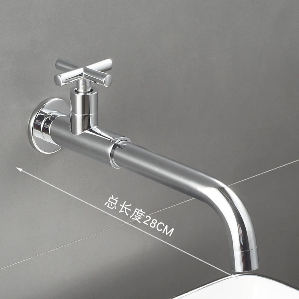Wall-Mount Single-Handle Bathroom Faucet, Brass Sink Faucet with Swivel Spout / Cross Handle, Matte Black / Antique Brass / Chrome / Polished Gold / Gunmetal / Stainless Steel / Polished Brass