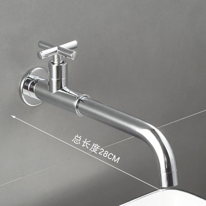 Wall-Mount Single-Hole Bathroom Faucet, Single Cross Handle Swivel Spout Faucet, Antique Brass / Matte Black / Chrome / Matte White / Polished Gold / Gunmetal