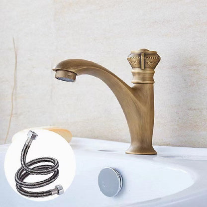 Antique Brass Vintage Bathroom Faucet, Single-Cold Single-Handle Basin Faucet