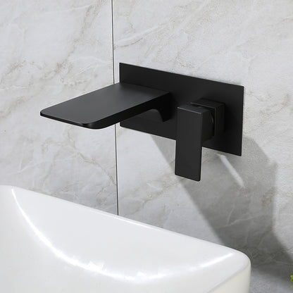 Waterfall Wall-Mount Bathroom Faucet, Single-Handle Brass Faucet, Brushed Gold / Matte Black / Chrome