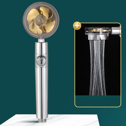 High-Pressure Turbo Fan Handheld Shower Head, 360-Degree Swivel ABS Shower Head with Pause Switch, Silver / Gold / Multi