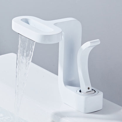 Waterfall Single-Hole Bathroom Faucet, Single-Handle Brass Vanity Faucet