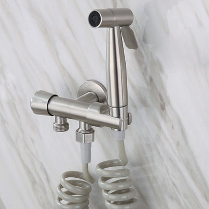 Stainless Steel Handheld Bidet Sprayer Faucet, Wall-Mount Single-Handle Toilet Shattaf with T-Valve / Flexible Hose