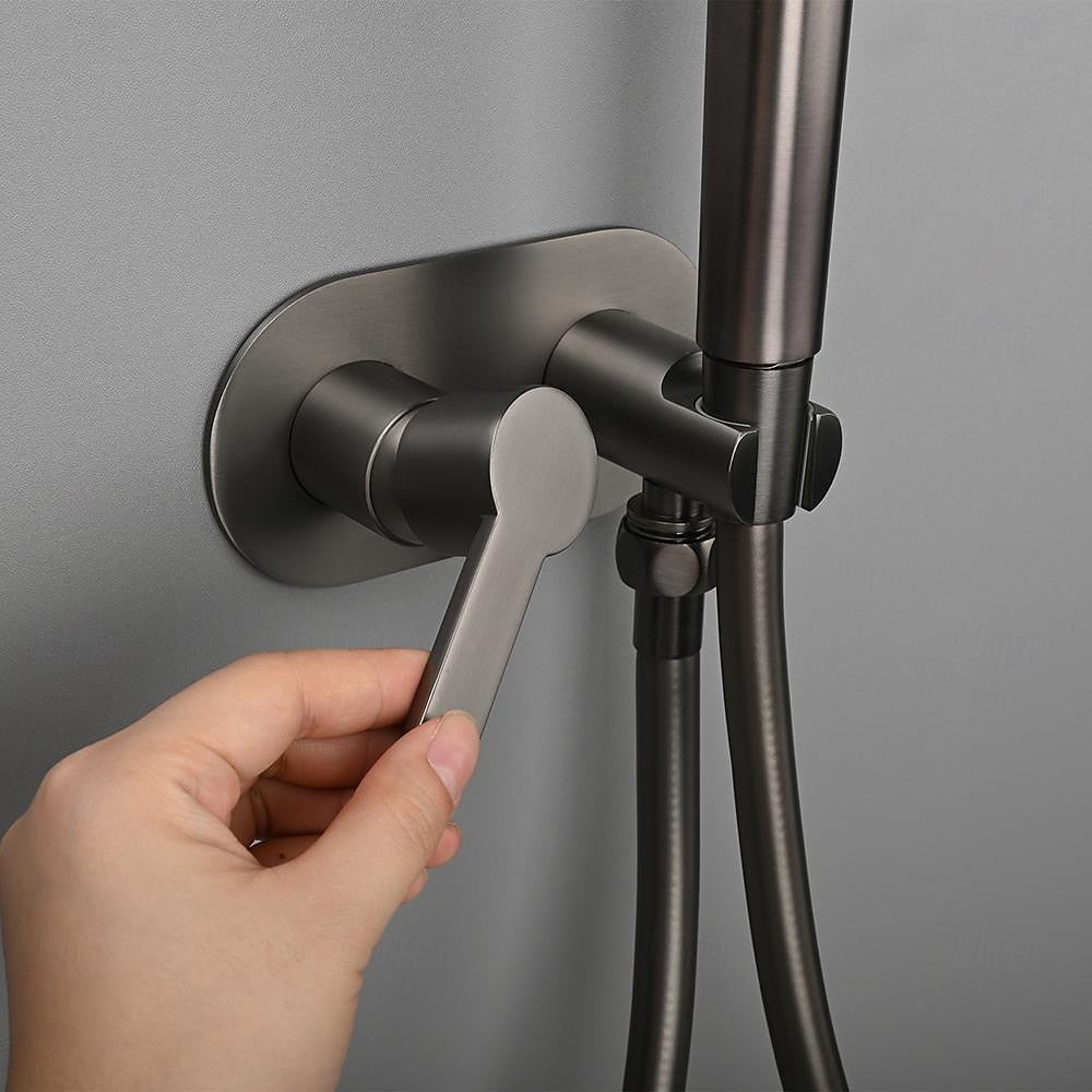 Wall-Mount Hot, Cold Bidet Sprayer Faucet, Modern Single-Handle Brass Valve Set, Gunmetal / Matte White / Matte Black / Chrome / Brushed Gold
