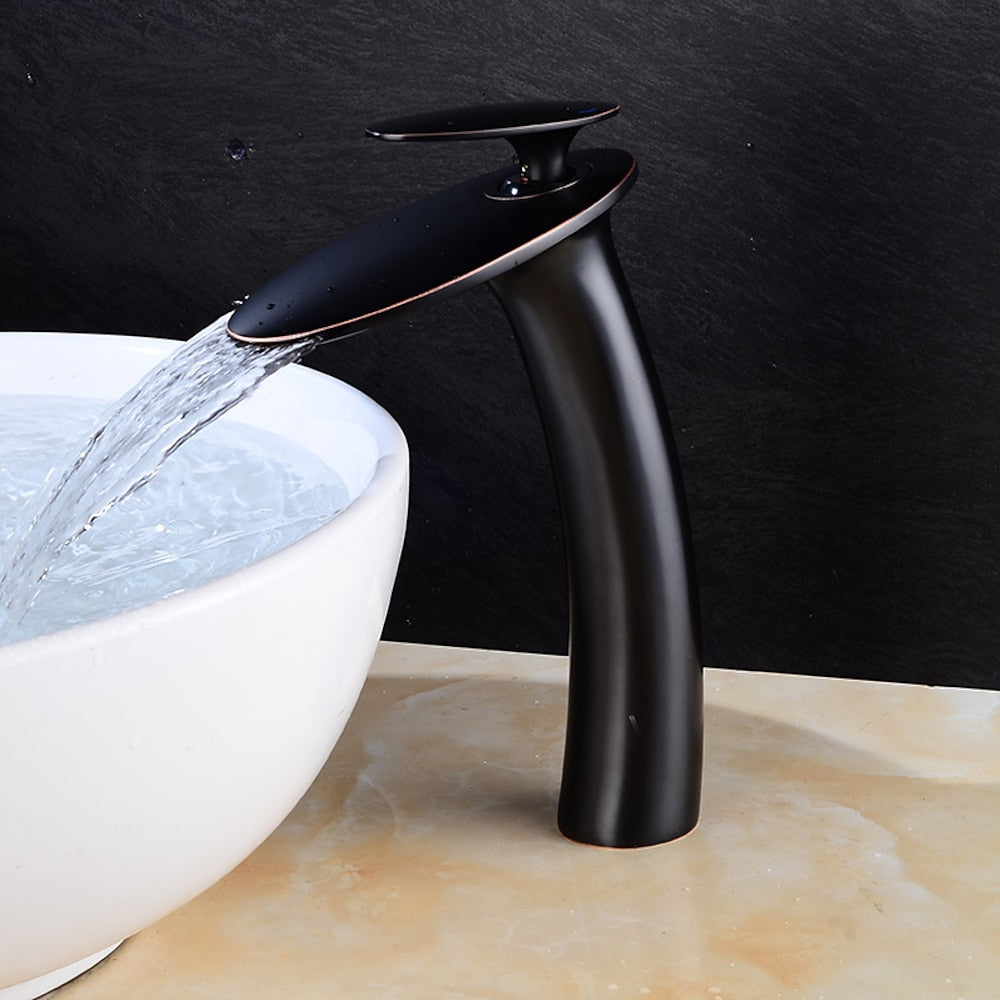 Modern Waterfall Vessel Bathroom Faucet, Single-Hole Single-Handle Faucet
