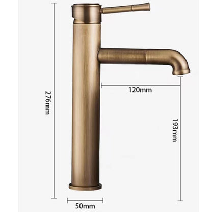 Vintage Tall Vessel Sink Faucet, Single-Handle Single-Hole Bathroom Faucet, Antique Brass / Matte Black