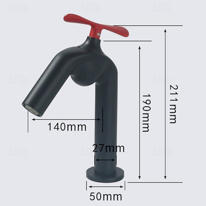 Modern Single-Hole Bathroom Faucet with Propeller Handle, Black / White / Burgundy / Orange Red