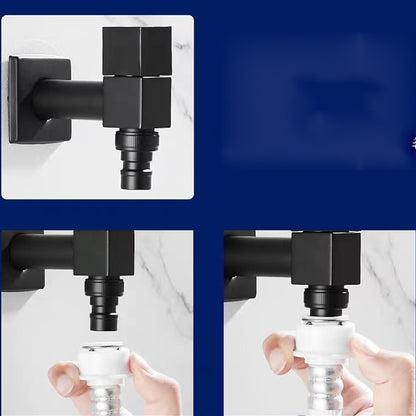 Modern Wall-Mount Single Cold Faucet, Solid Brass Washing Machine Faucet, Matte Black / Chrome
