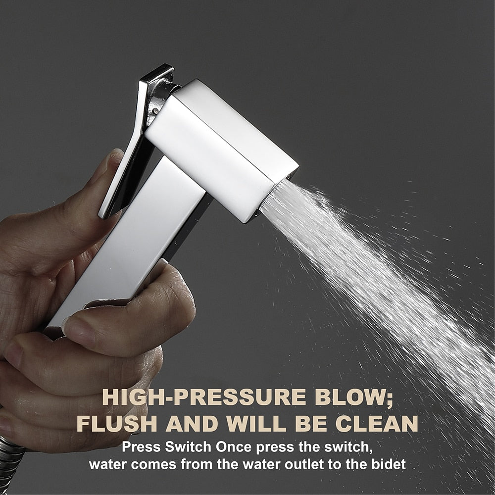 Self-Cleaning Solid Brass Bidet Sprayer, Wall-Mount Toilet Bidet Sprayer with Hose / Bracket, Black / Silver / Gold
