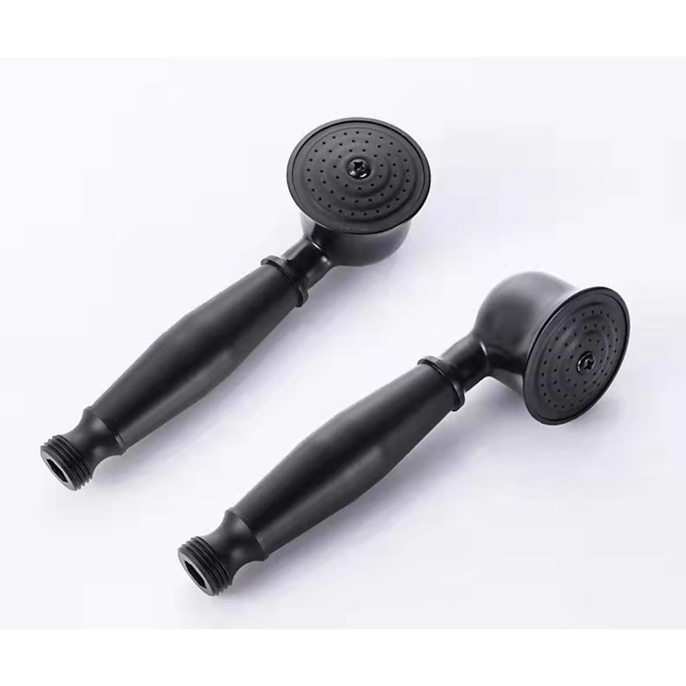 Floor-Mount Freestanding Tub Filler Faucet, Single-Handle High Arc Swivel Spout Faucet with Handheld Shower, Antique Brass / Matte Black