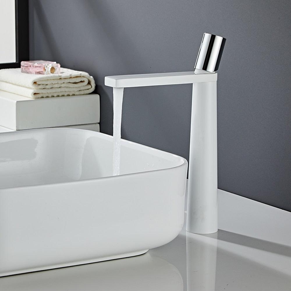 Modern Tall Single-Hole Vessel Faucet, Single-Handle Brass Bathroom Faucet