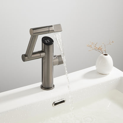 LED Digital Display Single-Hole Single-Handle Bathroom Faucet, Swivel Spout Brass Faucet, Matte Black / Matte White / Gunmetal