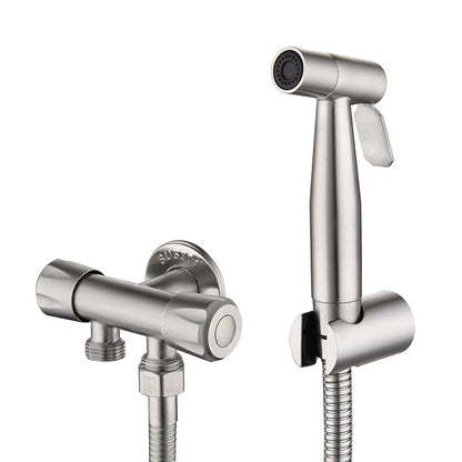 Stainless Steel Handheld Bidet Sprayer Faucet, Wall-Mount Single-Handle Toilet Shattaf with T-Valve / Flexible Hose