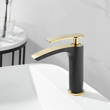 Waterfall Modern Bathroom Vessel Sink Faucet, Single-Handle Single-Hole Brass Basin Faucet