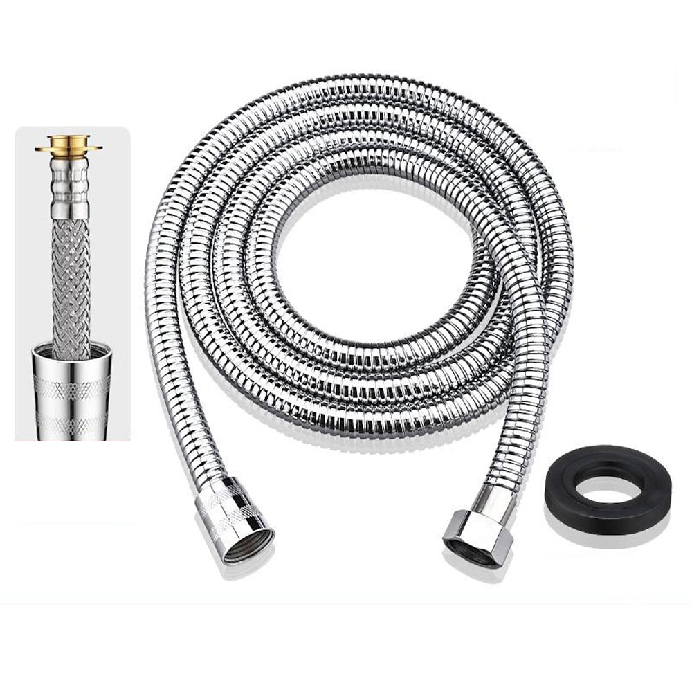 Kink-Free Flexible Handheld Shower Hose, 360-Degree Swivel Replacement Shower Tube, Chrome / Matte Black / Matte White / Stainless Steel