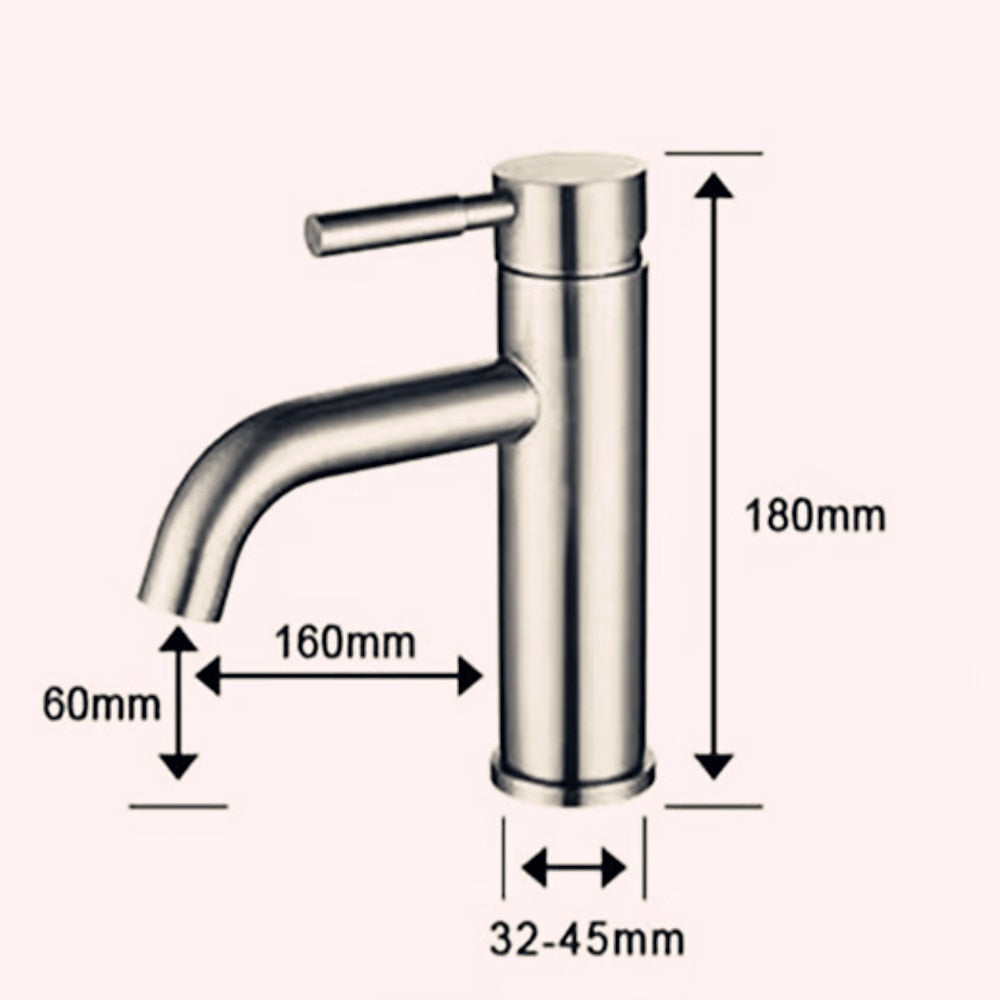 Brushed Nickel Single-Hole Bathroom Faucet, Single-Handle Stainless Steel Faucet