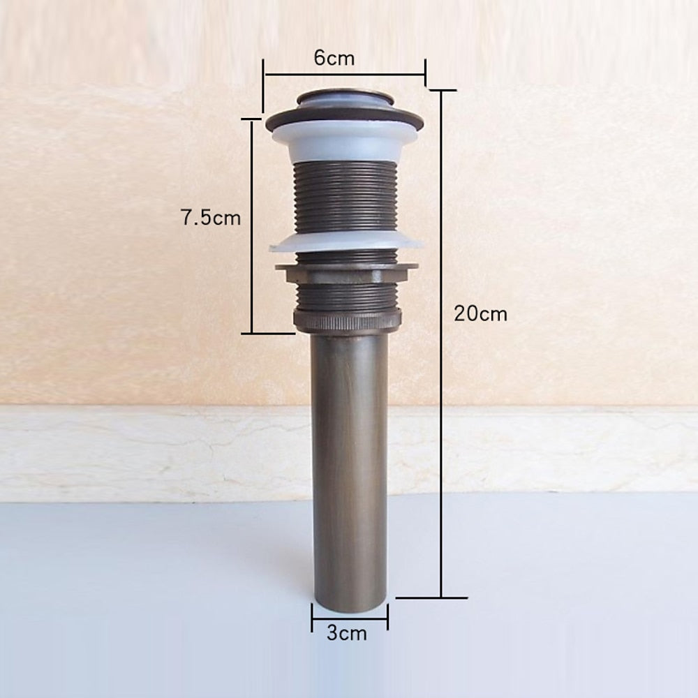 Antique Brass Non-Overflow Pop-Up Bathroom Sink Drain, Solid Brass Vanity Basin Drain Assembly