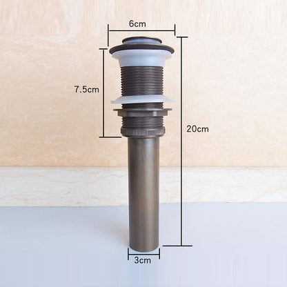 Antique Brass Non-Overflow Pop-Up Bathroom Sink Drain, Solid Brass Vanity Basin Drain Assembly