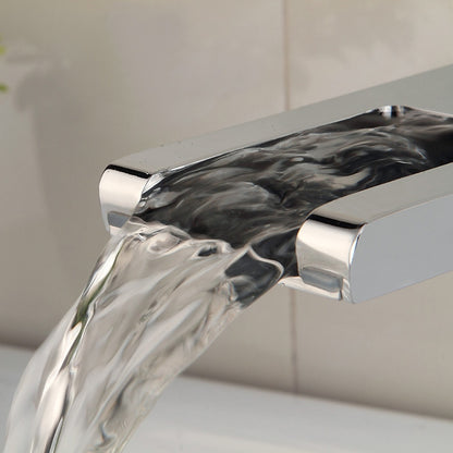 LED Waterfall Bathroom Faucet, Modern Single-Handle Brass Faucet, Matte Black / Matte White / Chrome