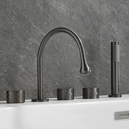 High-Arc 5-Hole Roman Tub Faucet, Three-Handle Tub Filler Faucet with Handheld Shower
