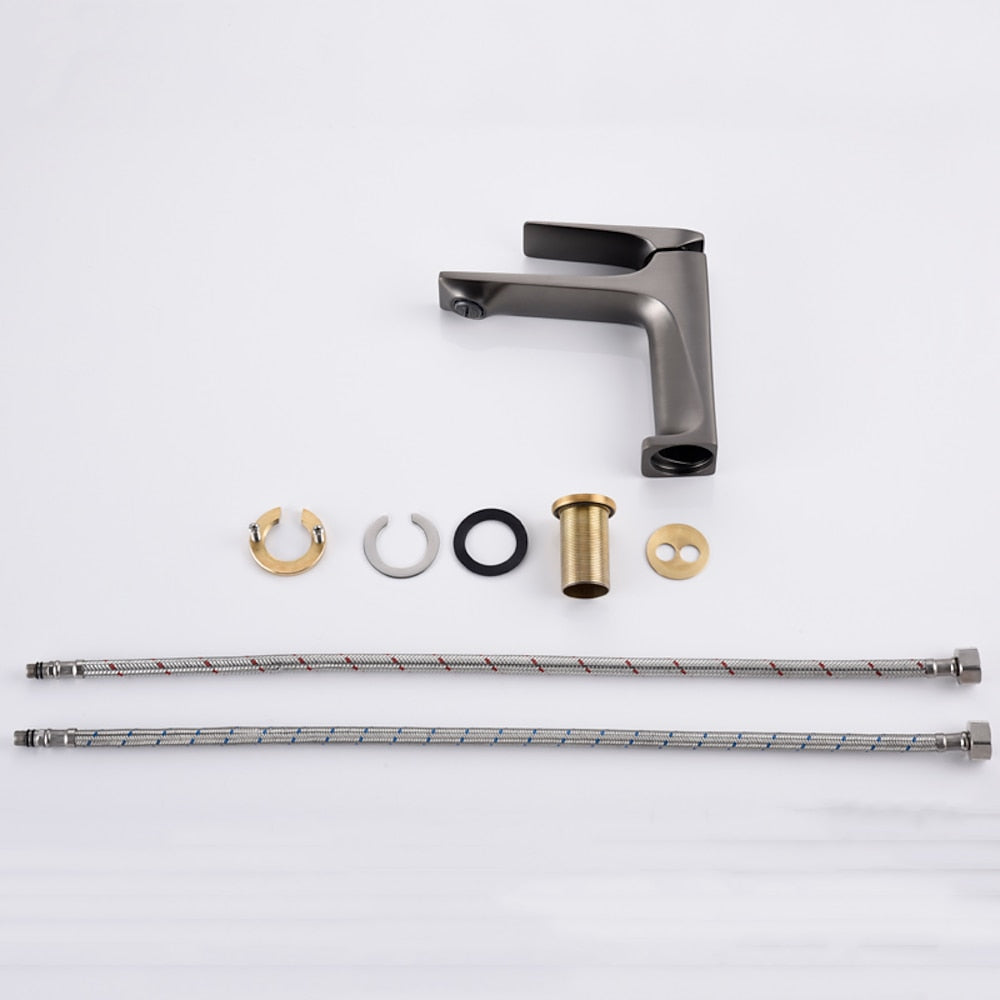 Modern Single-Hole Bathroom Faucet, Single-Handle Brass Sink Faucet, Matte Black / Brushed Gold / Gunmetal / Chrome / Matte White