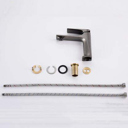 Modern Single-Hole Bathroom Faucet, Single-Handle Brass Sink Faucet, Matte Black / Brushed Gold / Gunmetal / Chrome / Matte White