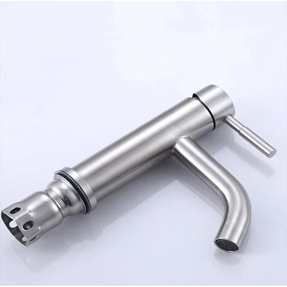 Brushed Nickel Single-Hole Bathroom Faucet, Single-Handle Stainless Steel Faucet
