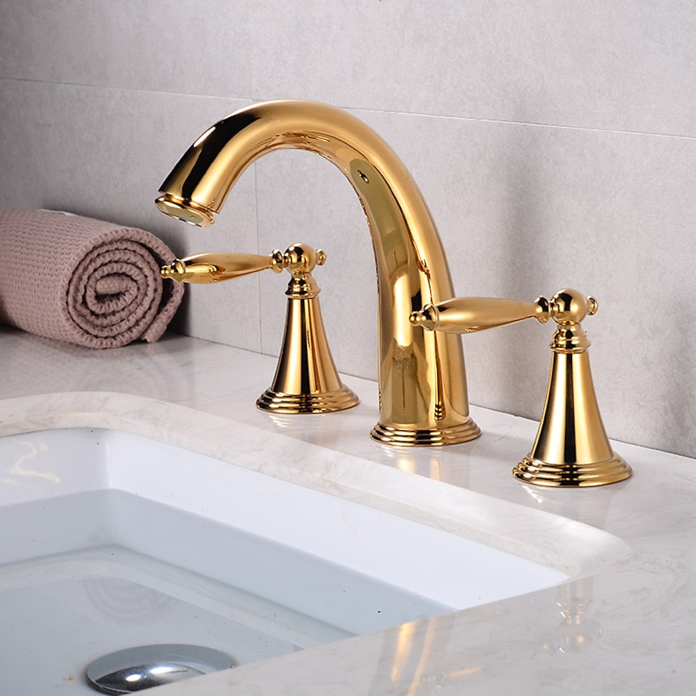 Vintage Widespread Bathroom Faucet, Double Handle 3-Hole Faucet