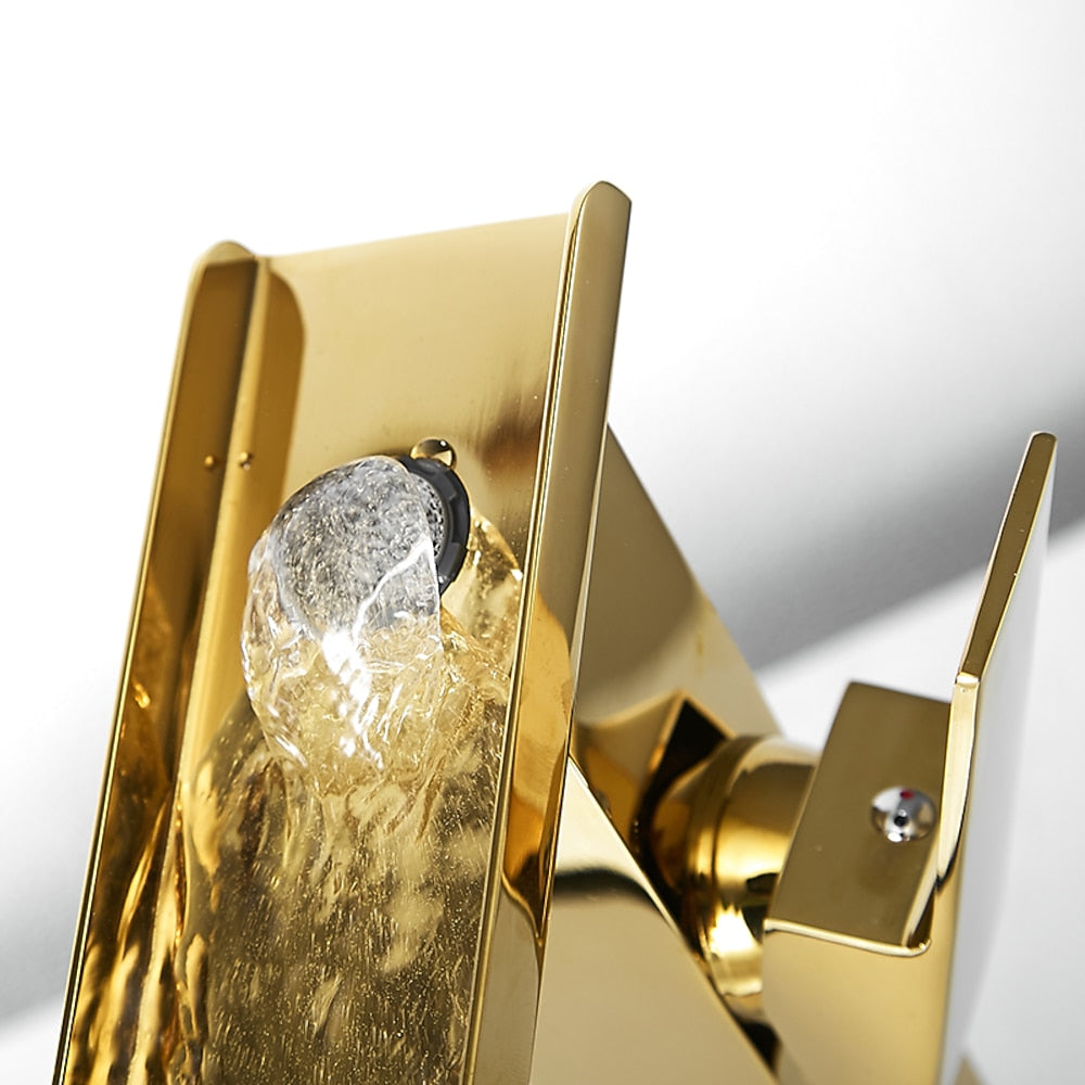 Brushed Gold Waterfall Bathroom Sink Faucet, Modern Single-Hole Single-Handle Faucet